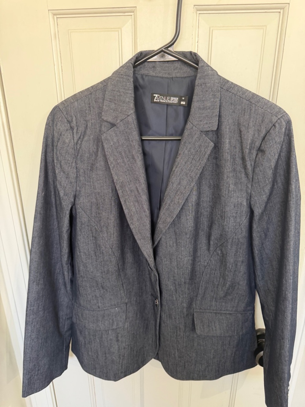 New York & Company Dark Blue Denim-Look Blazer